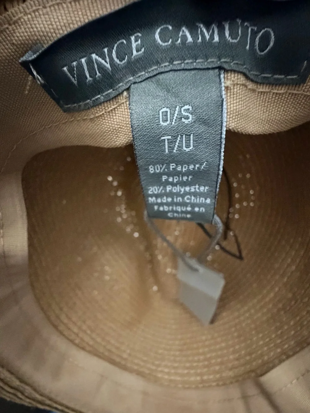 Vince Camuto Tan Straw Sun Hat with Leopard-Print Scarf